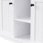K&K 53inch Large Kitchen Island with Drop Leaf,Power Outlet,Door Internal Storage Rack,Rolling Kitchen Cart on 5 Wheels with 5 Open Side Racks for Kitchen,White (Two Packages)(Stools not included) - Grand Goldman Shop