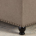 Large square storage ottoman with wooden legs, Upholstered button tufted coffee table with nail trims for for Living Space,Linen - Grand Goldman Shop