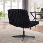 Blynn Adjustable Swivel Criss Cross Chair, Wide Seat Office Chair Vanity Chair, Black - Grand Goldman