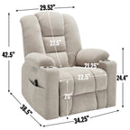 Power Lift Recliner Chair with Massage and Heat for Elderly, Overstuffed Wide Recliners, Heavy Duty Motion Mechanism with USB and Type C Ports, 2 Steel Cup Holders, Beige - Grand Goldman Shop