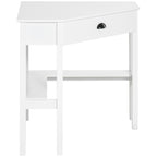 HOMCOM Corner Desk, Triangle Computer Desk with Drawer and Storage Shelves for Small Spaces, Home Office Workstation for Livi