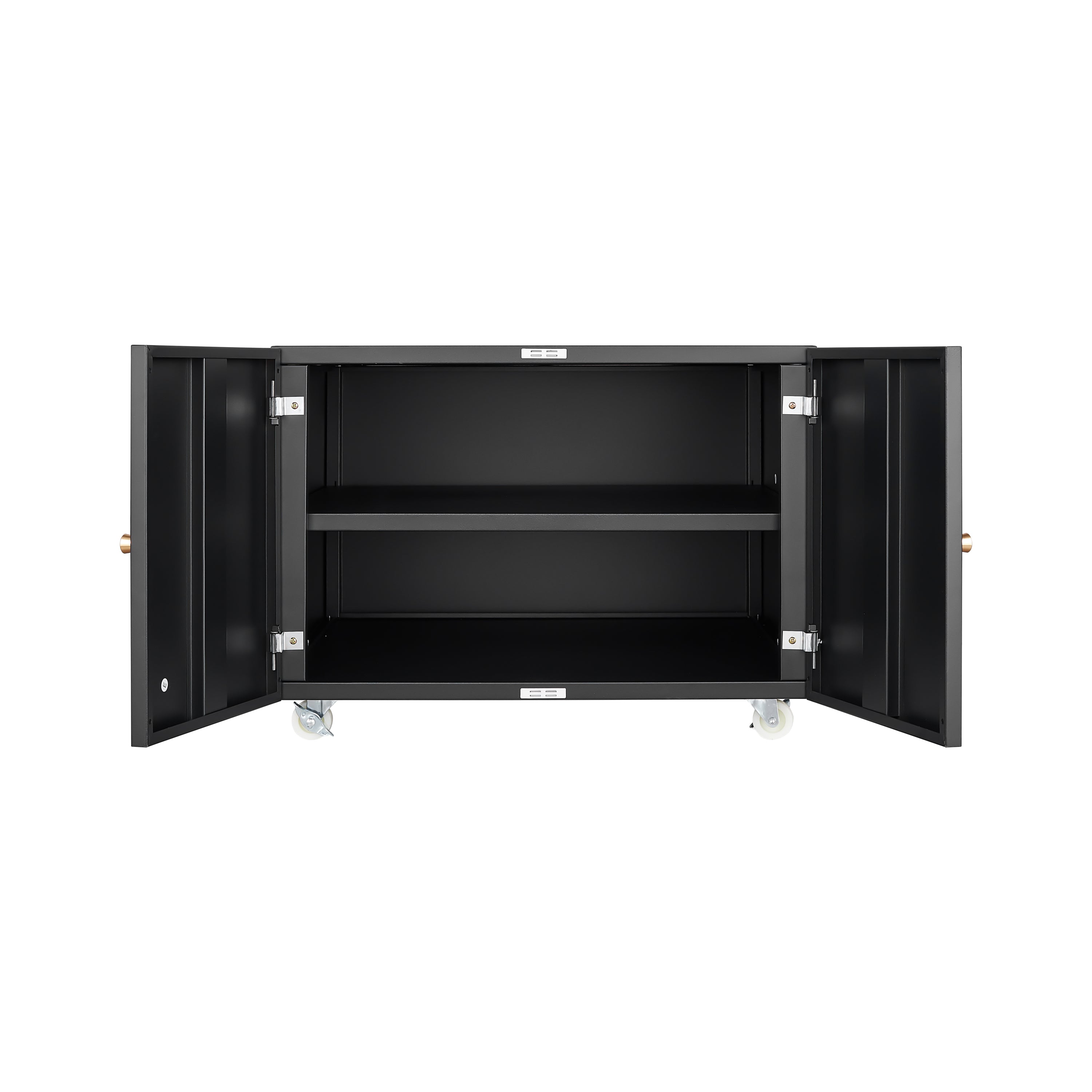 Modern Office Copier Cabinet Black 2-Door Steel Mobile Pedestal File Printer Stand - Grand Goldman
