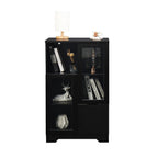 Modern MDF Painted Cabinet with Glass Doors and Drawer, Black, Bedroom or Living Room Storage - Grand Goldman Shop