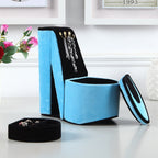 9' Tall Display Jewelry Box with Hooks, High Heel Shoe Design, Turquoise Velvet - Grand Goldman Shop