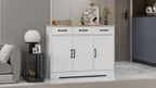 Farmhouse Buffet Cabinet Storage Sideboard with 3 Drawers and 3 Doors for Dining Living Room Kitchen Cupboard-White - Grand Goldman Shop