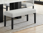 1pc Light Gray Upholstered Bench Soft Neutral Tone Dark Finish Legs Wooden Dining Room Furniture - Grand Goldman Shop