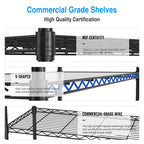 3 Tier Wire Shelving Unit, 1050 LBS NSF Height Adjustable Metal Garage Storage Shelves, Heavy Duty Storage Wire Rack Metal Shelves - Black - Grand Goldman Shop