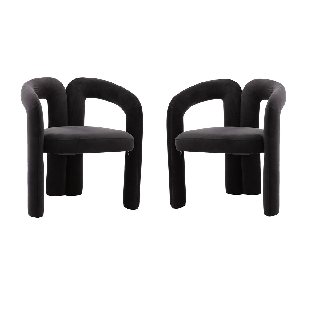Contemporary Designed Velvet Fabric Upholstered Accent/Dining Chair /Barrel Side Chairs Kitchen Armchair for Living Room set of 2 (Black Velvet) - Grand Goldman Shop