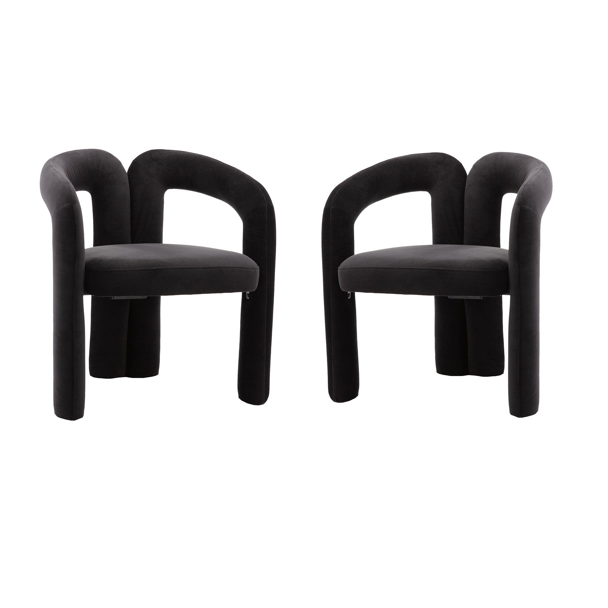 Contemporary Designed Velvet Fabric Upholstered Accent/Dining Chair /Barrel Side Chairs Kitchen Armchair for Living Room set of 2 (Black Velvet) - Grand Goldman Shop