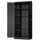 72'H Metal Garage Storage Cabinet, Black Tool Steel Locking Cabinet with Doors and 4 Shelves, Tall Cabinets for Garage Storag