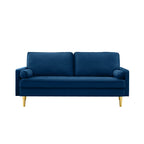 65-inch minimalist velvet sofa with metallic-coloured legs, complete with cushions, suitable for the living room or bedroom. - Grand Goldman Shop