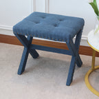 Accent Stool, Tufted Linen Upholstered Chair, X-Base Wood Seat with Nailhead Trim, 17'D x 19'W x 17'H, 300 lbs Capacity - Grand Goldman Shop