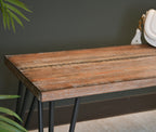Aryven Industrial Wood Dining Bench, Rustic Dark Pine Finish - Grand Goldman Shop