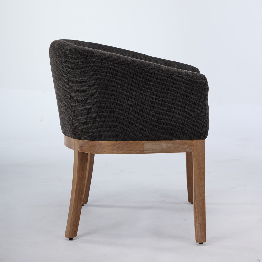 Mid Century Modern Upholstered Barrel Dining Chairs with Arms,Farmhouse Linen Kitchen & Dining Room Chairs with Natural Hardwood Frame, 19' W Accent Chairs,Single Pack,Charcoal Gray,SW1891BK - Grand Goldman Shop