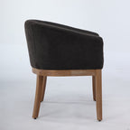 Mid Century Modern Upholstered Barrel Dining Chairs with Arms,Farmhouse Linen Kitchen & Dining Room Chairs with Natural Hardwood Frame, 19' W Accent Chairs,Single Pack,Charcoal Gray,SW1891BK - Grand Goldman Shop