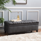 JULIANA Stylish Storage Ottoman with Extra Seating in Gray Fabric, 50x20.5x18.3 inches - Grand Goldman Shop