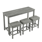 59 Inch Bar Table, Dining Table, Sofa Table with Power Outlet, 3 Upholstered Stools, 4 Piece Bar Table and Chair Set for Living Room, Dining Room, Kitchen - Grand Goldman Shop