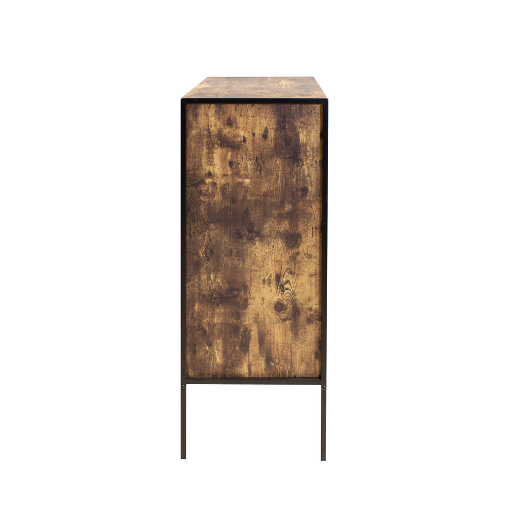 Industrial Style 4 Drawer Dresser,Rustic Brown Wood Storage Dresser Clothes Organizer with Sturdy Steel Frame, Chest with 4 Drawer, Storage Cabinet for Bedroom, Living Room - Grand Goldman Shop