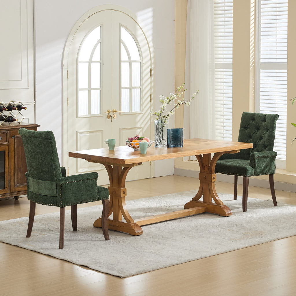 Upholstered Chenille Fabric Accent Dining Chair, Curved Solid Wood Legs, Elegant Tufted Club Dining Room Kitchen Room Arm Dining Chair, Single Pack,Olive Green,SW1895OL - Grand Goldman Shop
