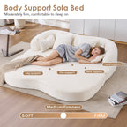 2-in-1 Foldable Sofa Bed,70 Inch Folding Boneless Couch Convertible Compressed Sleeper Sofabed, 4 Pillows for Living Room Apartment, Milk White - Grand Goldman Shop