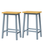 K&K 53inch Large Kitchen Island with 2 Bar Stools,Power Outlet,Door Internal Storage Rack,Kitchen Storage Cart on 5 Wheels with Drop Leaf,5 Open Side Racks,3 Drawers,Grey Blue (Three Packages) - Grand Goldman Shop