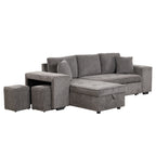 104.5' Modern L-Shape 3 Seat Reversible Sectional Couch, Pull Out Sleeper Sofa with Storage Chaise and 2 Stools for Living Room Furniture Set,Knox Charcoal (old sku:SG000431AAA) - Grand Goldman Shop