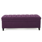 Juliana Storage Ottoman Purple Fabric with Birch Legs 50x20.5x18.3 Inch - Grand Goldman Shop