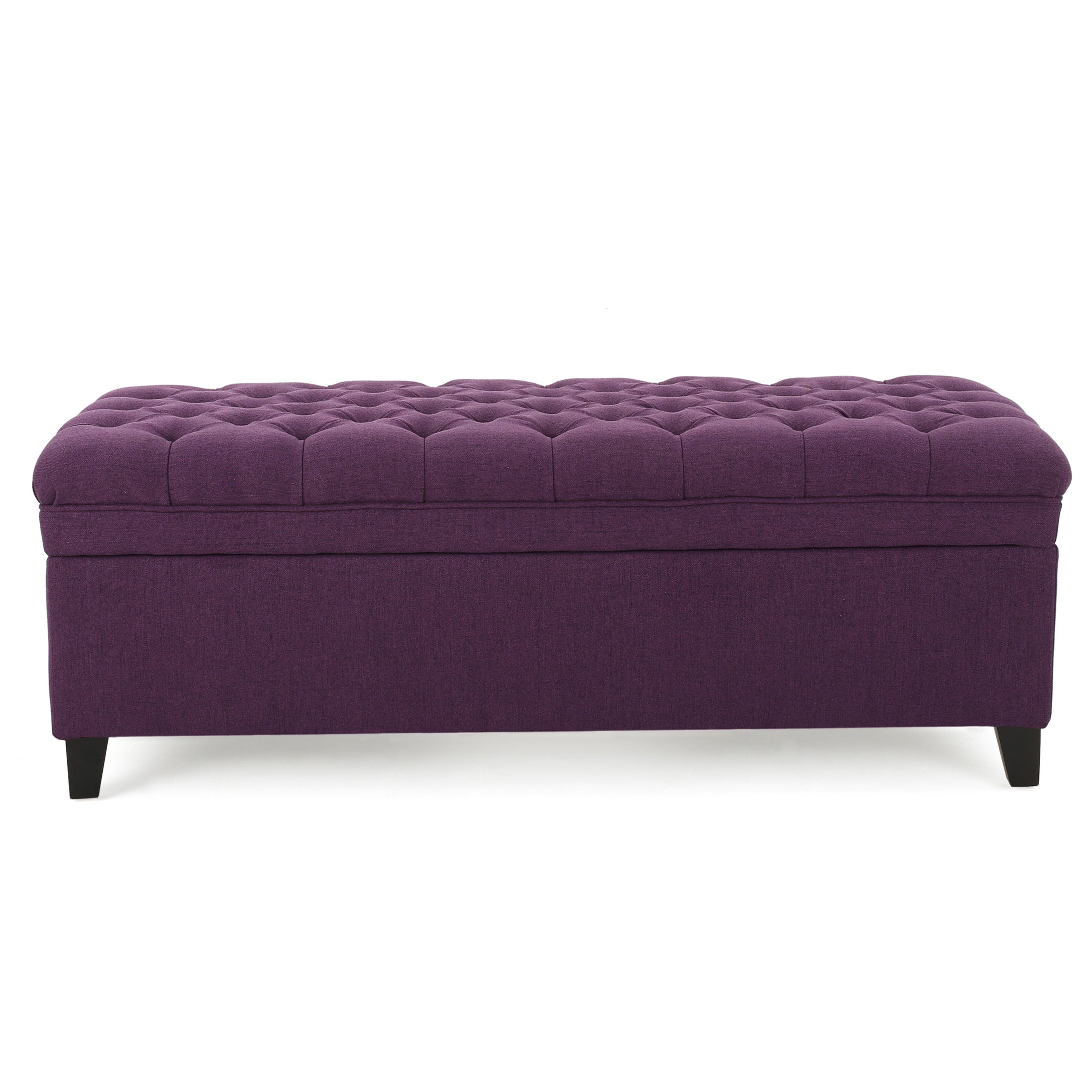Juliana Storage Ottoman Purple Fabric with Birch Legs 50x20.5x18.3 Inch - Grand Goldman Shop
