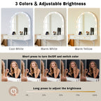 Floating Makeup Vanity Desk with Mirror & 3-Color Lights, Wall Dressing Table with Power Outlet, Compact vanity, Large Storage, White - Grand Goldman Shop
