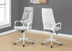 Office Chair, Adjustable Height, Swivel, Ergonomic, Armrests, Computer Desk, Work, Grey Mesh, White Metal, Contemporary, Mode