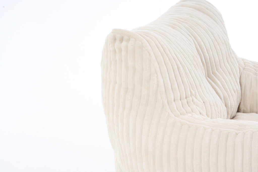 010-Soft Fluffy Corduroy Fabric Bean Bag Chair Filled With Memory Sponge,Beige - Grand Goldman Shop