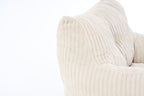 010-Soft Fluffy Corduroy Fabric Bean Bag Chair Filled With Memory Sponge,Beige - Grand Goldman Shop