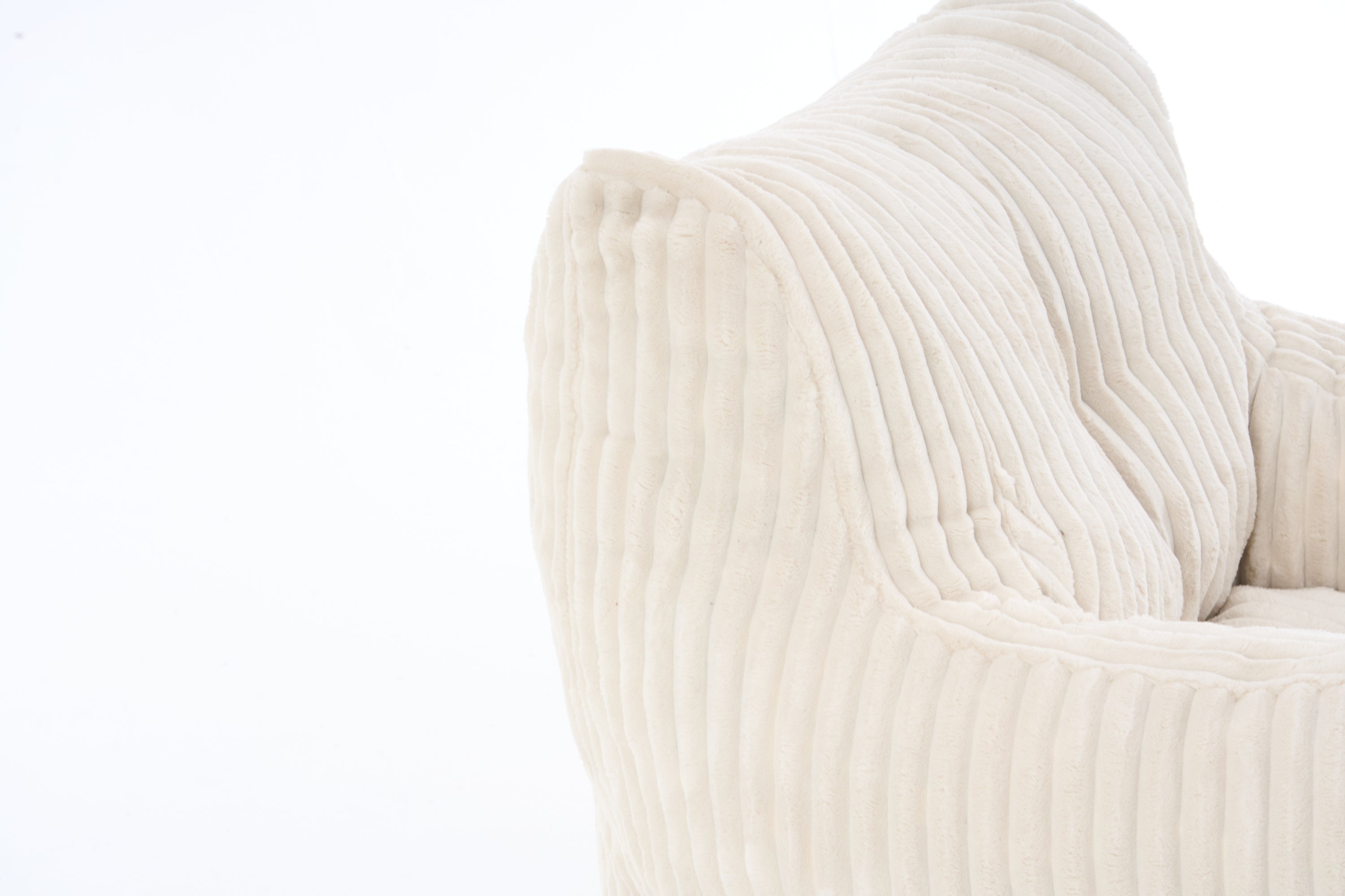010-Soft Fluffy Corduroy Fabric Bean Bag Chair Filled With Memory Sponge,Beige - Grand Goldman Shop