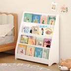 4-Tier Kids Bookshelf, Toddler Book Display Shelves in White, Made of MDF with Rounded Edges, 31.5 x 11.8 x 34.65 inches | Pr