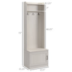 HOMCOM Rustic Hall Tree with Shoe Storage Bench, Entryway Bench with Coat Rack, Accent Coat Tree with Storage Shelves for Hallway, Mudroom, White Wood Grain - Grand Goldman Shop