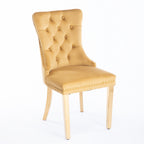 A&A Furniture,Nikki Collection Modern, High-end Tufted Solid Wood Contemporary Velvet Upholstered Dining Chair with Golden Stainless Steel Plating Legs,Nailhead Trim,Set of 2,Gold, SW1601GL - Grand Goldman Shop