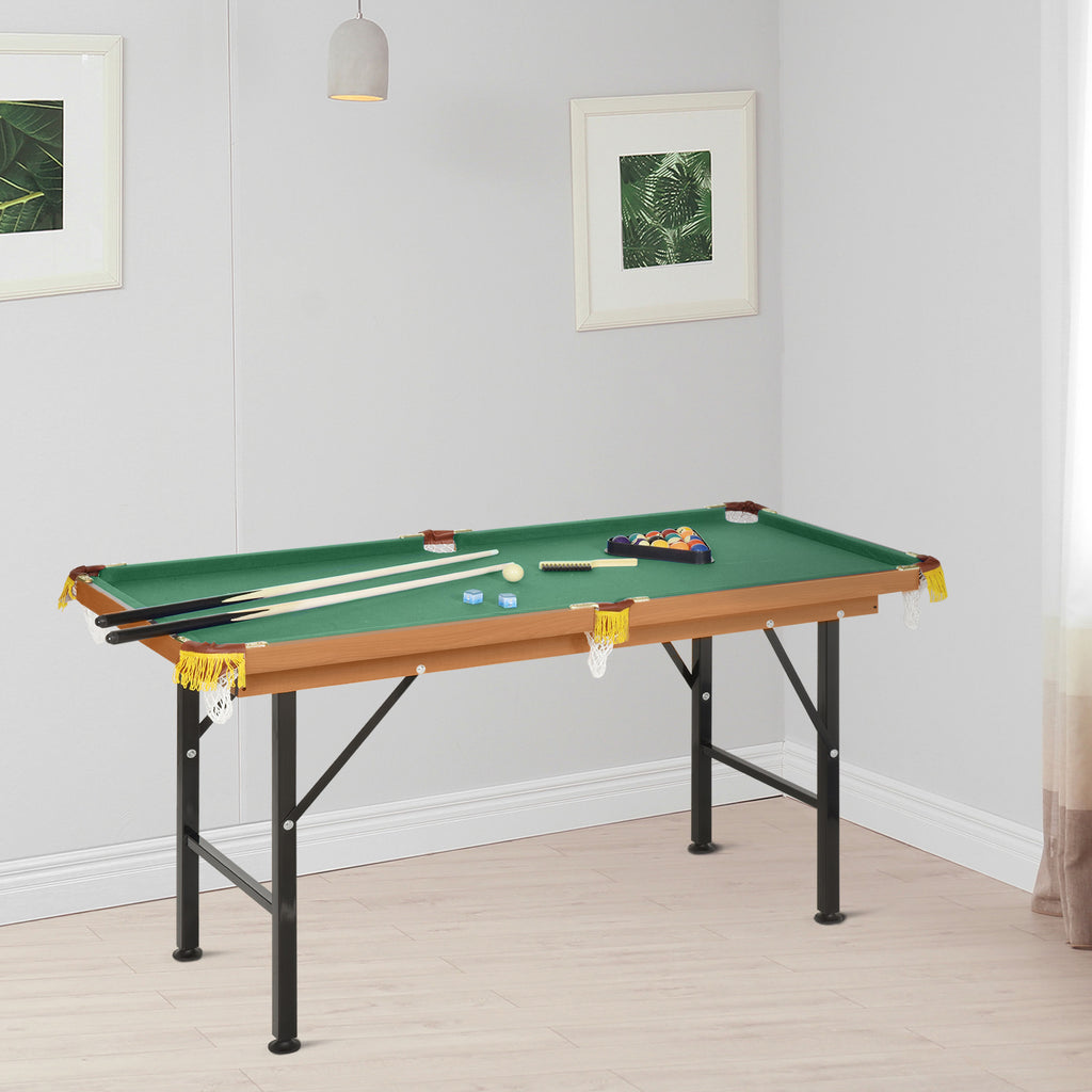 Soozier 55' Portable Folding Billiards Table Game Pool Table for Whole Family Number Use With Cues, Ball, Rack, Chalk, Green 