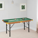 Soozier 55' Portable Folding Billiards Table Game Pool Table for Whole Family Number Use With Cues, Ball, Rack, Chalk, Green 