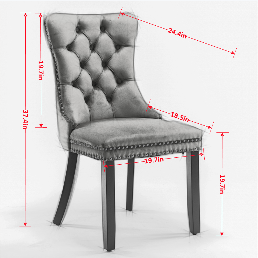 Nikki Collection Modern, High-end Tufted Solid Wood Contemporary Velvet Upholstered Dining Chair with Wood Legs Nailhead Trim 2-Pcs Set,Olive-Green,SW2001OL - Grand Goldman Shop