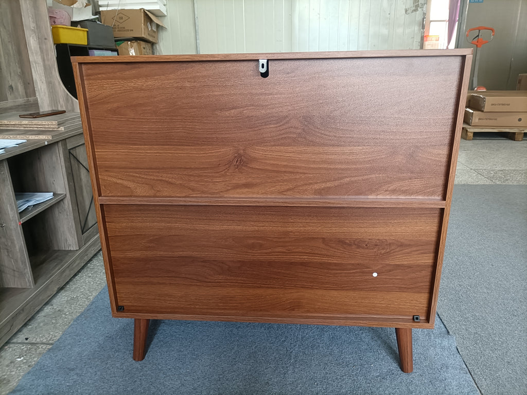 Farmhouse Style Sideboard Buffet Cabinet with Storage, Walnut Wood Coffee Bar Cabinet, 31.5' W - Grand Goldman Shop