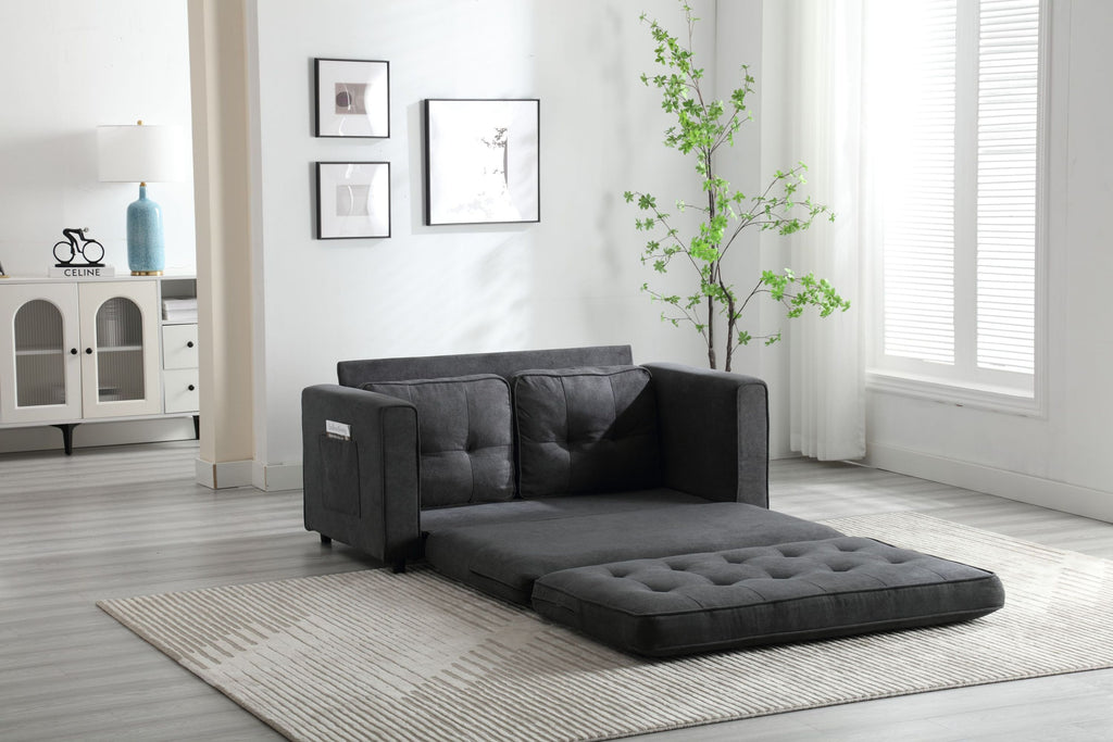 3 Fold Sofa,Convertible Futon Couch sleeper sofabed,Space saving loveseat,Pull Out Couch Bed for Living Room,Dark Gray & Light Gray & Beige,Velvet linen fabric - Grand Goldman Shop