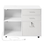 3 Drawer Wooden File Cabinet Mobile Filing Cabinet with Light Strip White | Premium Home Decor - Grand Goldman