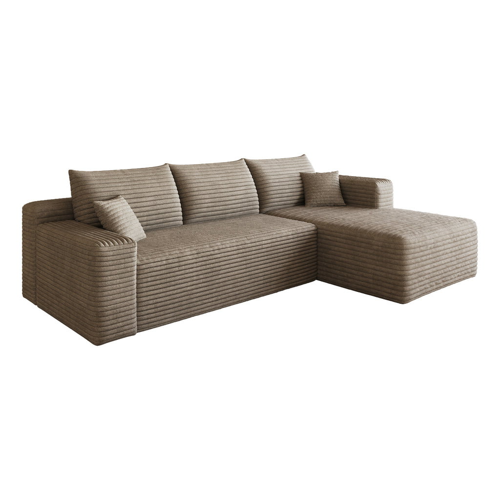 95' Cloud Sectional Sofa,Modern Minimalist Upholstered Couches, Comfort U Shaped Sofa for Living Room,Deep Seat Corner Couch,No Assembly Required,Camel( (Plush Corduroy Fabric) - Grand Goldman Shop
