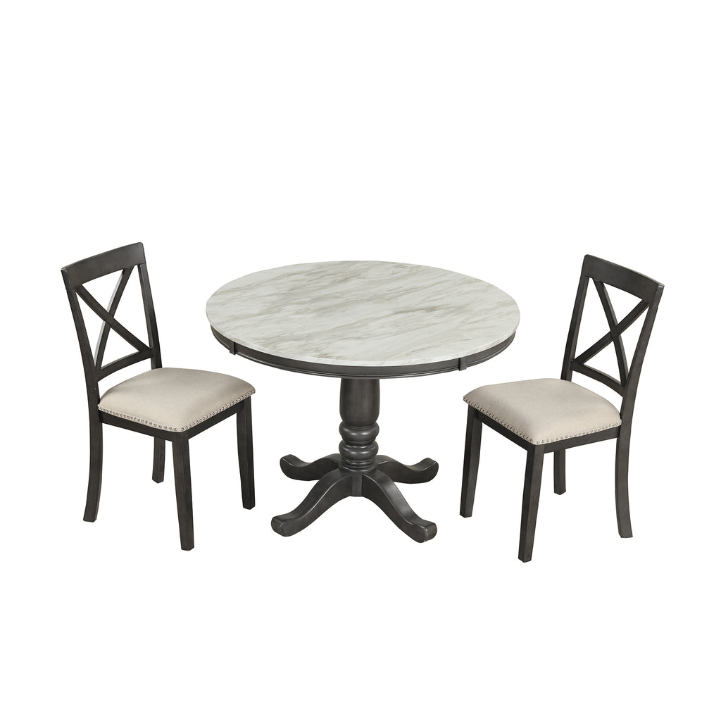 Orisfur. 5 Pieces Dining Table and Chairs Set for 4 Persons, Kitchen Room Solid Wood Table with 4 Chairs - Grand Goldman Shop