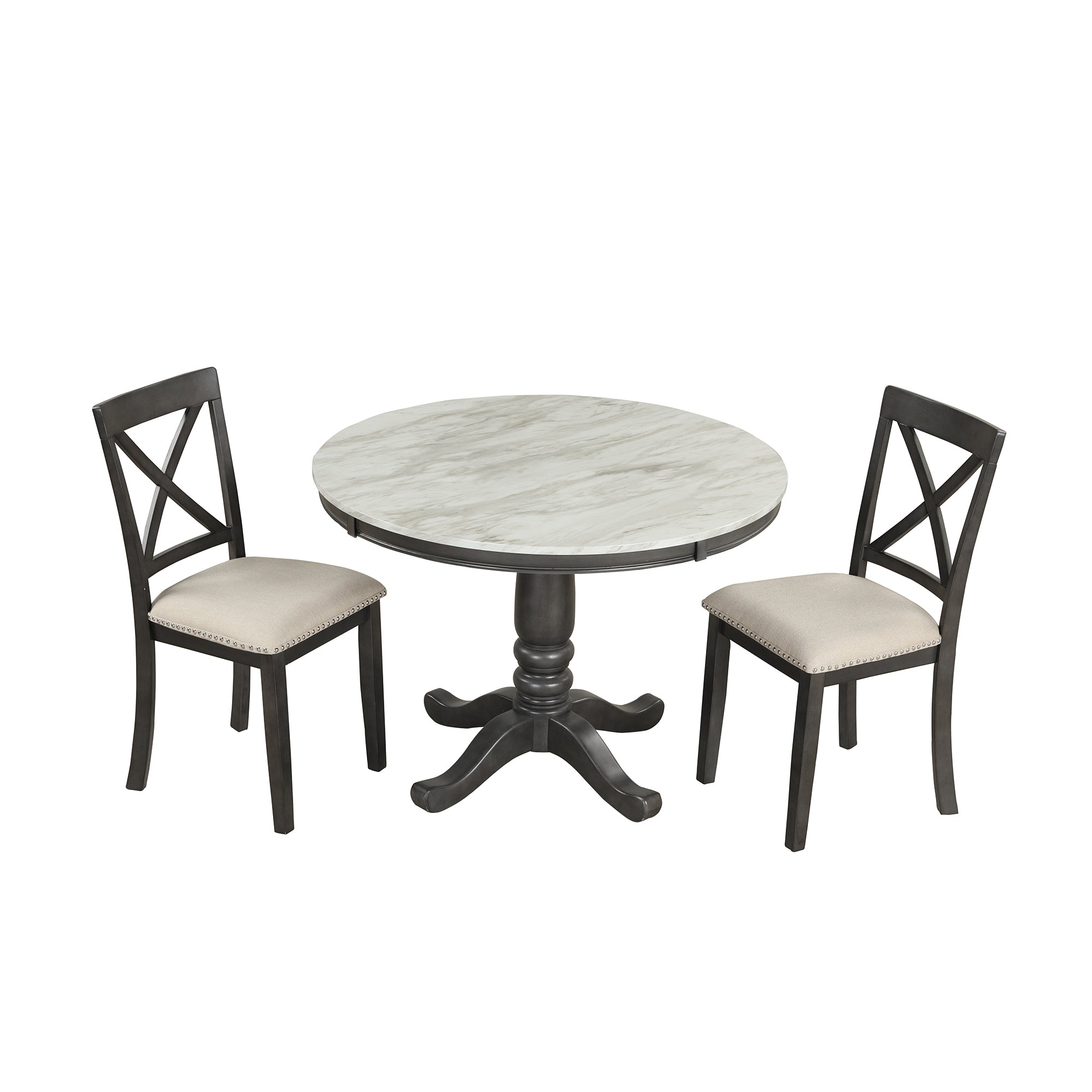 Orisfur. 5 Pieces Dining Table and Chairs Set for 4 Persons, Kitchen Room Solid Wood Table with 4 Chairs - Grand Goldman Shop