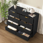 Modern 8 Drawers Dresser Chests for Bedroom,47.2' Wide Wood Chest of Drawers with Gold Metal Handle,Drawer Organizer for Bedroom,Living Room,Hallway and Entryway,Black - Grand Goldman Shop