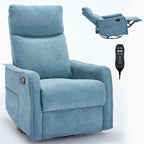 Heat Massage Manual Recliner Chair with Rocker and Swivel in Fabric for Living Room, Blue - Grand Goldman Shop