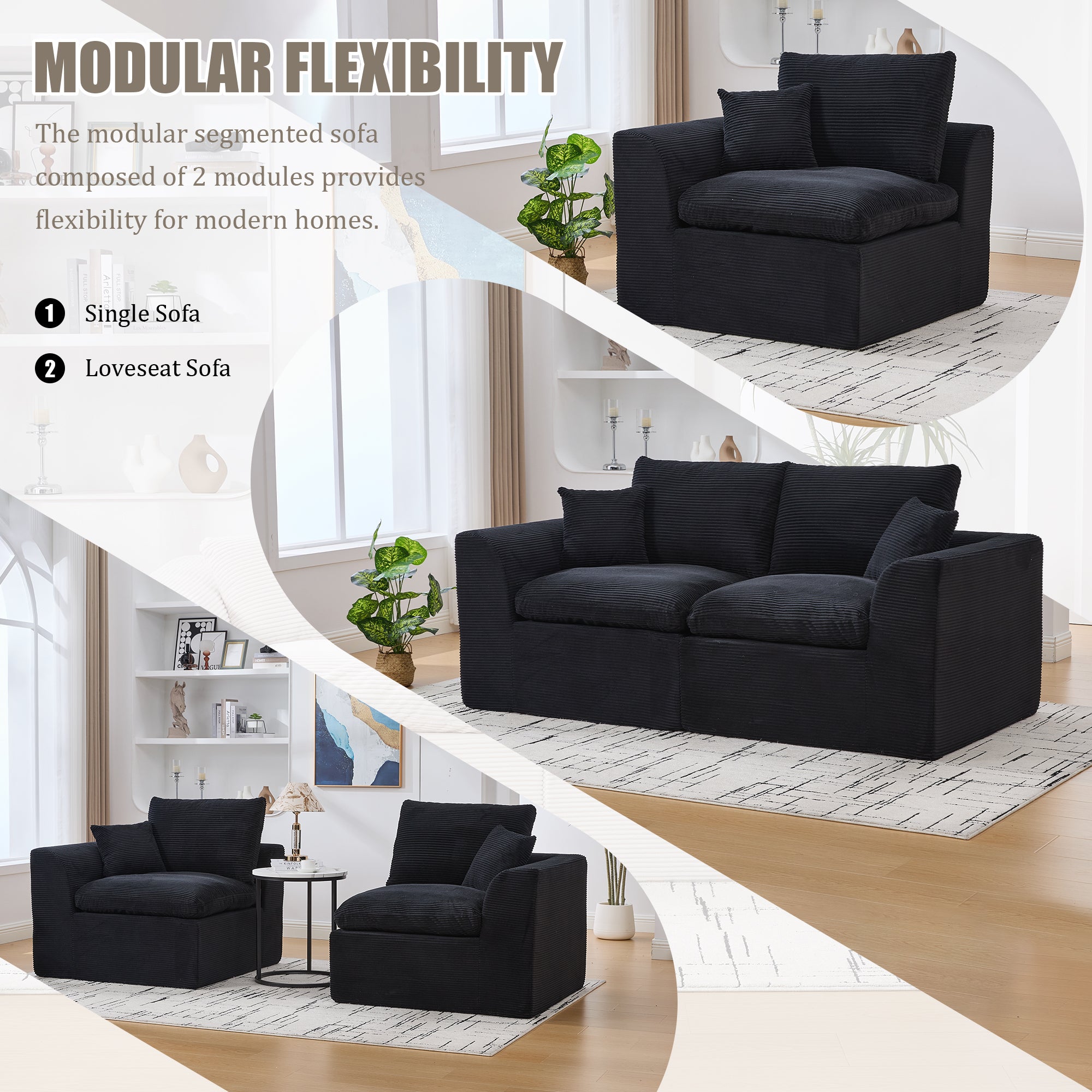 UNITED WE WIN Modular Sectional Sofa Cloud Couch,Comfy Cloud Modern Sofa,2 Seater with Cushion Covers Removable Furniture for Living Room Bedroom Apartments Dorms,No Assembly Required - Grand Goldman Shop