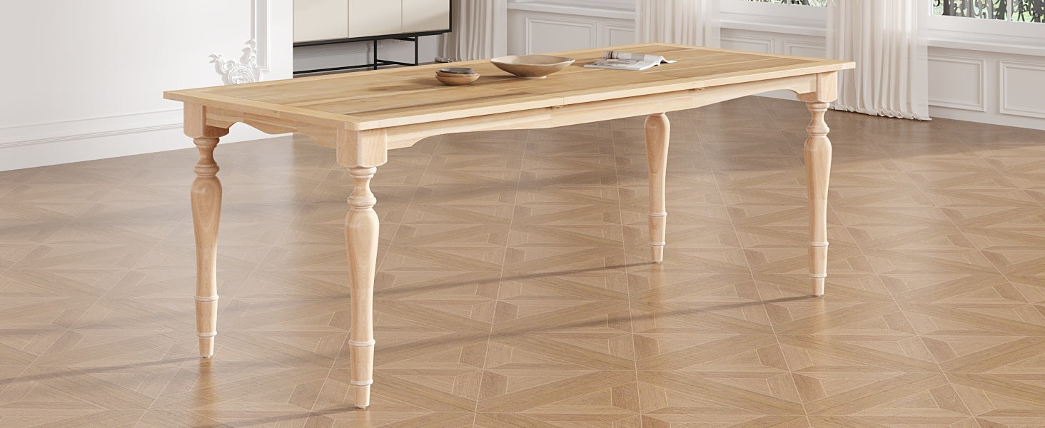 TOPMAX Vintage Traditional 82.7inch Extendable Dining Table with 23.6inch Removable Leaf, Natural - Grand Goldman Shop