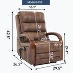 Power Brown Leatheraire Lift Recliner Chair Dual Motor Infinite Position Up to 350 LBS with Solid Wood Armrests, Heat Massage and Heavy Duty Motion Mechanism - Grand Goldman Shop